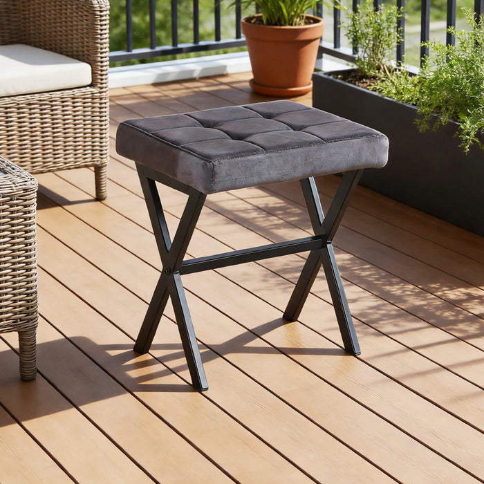 Owen Multi-Purpose Seating Accent Stool with Metal Legs,Grey Accent Chair