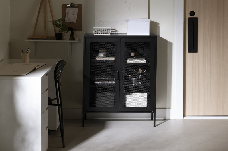 Crea Metal Mesh 2-Door Accent Cabinet - Black
