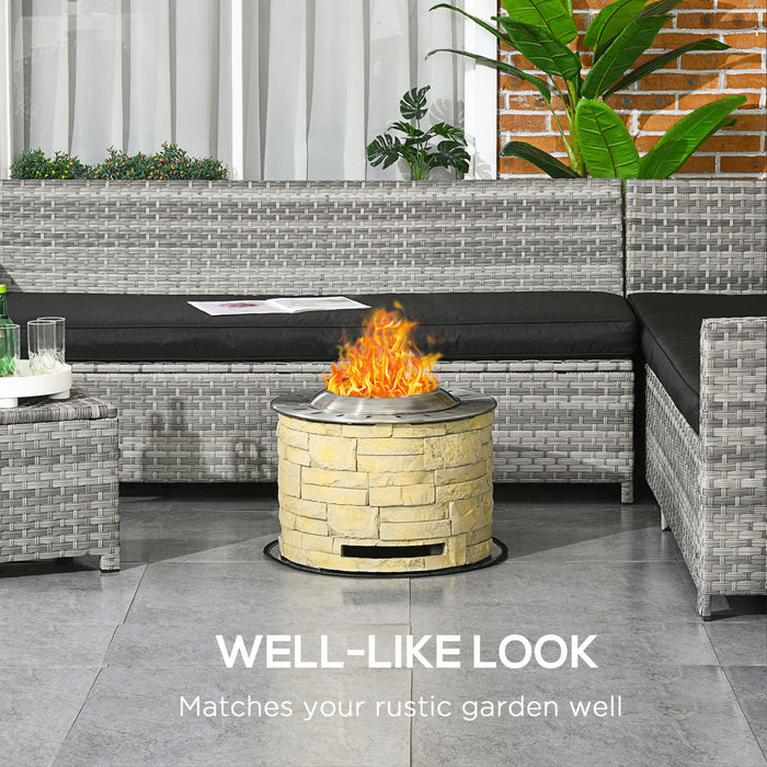 Outsunny Smokeless Fire Pit With Mat, 20\" Firepit, Magnesium Oxide, Yellow