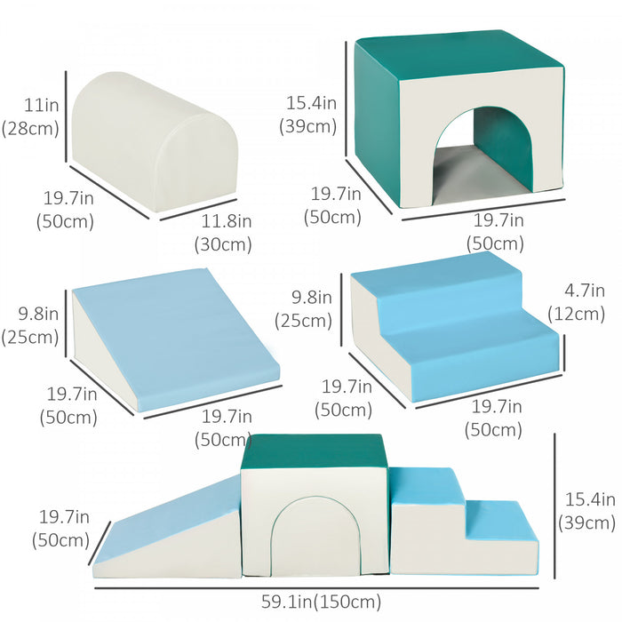 Qaba Foam Play Set For Toddlers And Children, Easy-to-clean 4 Piece Soft & Safe Kids Climbing Set For Crawling Or Sliding, Multicolor