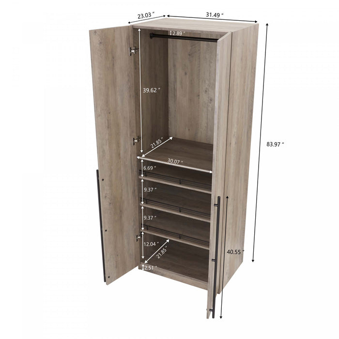 Lee Modern 32\" Wardrobe Closet in Rustic Gray Armoire