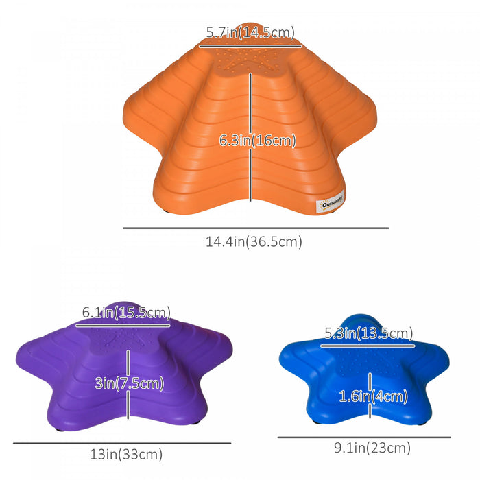 Outsunny 6pcs Larger Size Balance Stepping Stones For Kids With Non-slip Bottom, Stackable Obstacle Course Outdoor Indoor, Play River Rocks With Starfish Style