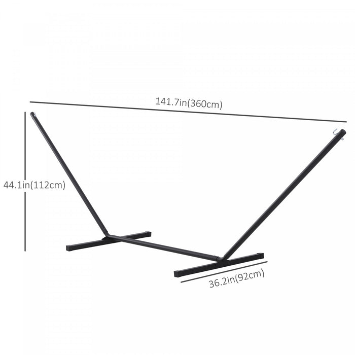 Outsunny 11.8'l Hammock Stand Extra Long Heavy Duty Straight Pole Day Bed Swing Metal Frame Simple Set Up Garden Outdoor Camping Picnic Use Black