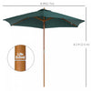 Outsunny ⌀9' x 8' H Patio Umbrella, Market Umbrella w/Hardwood Frame Green
