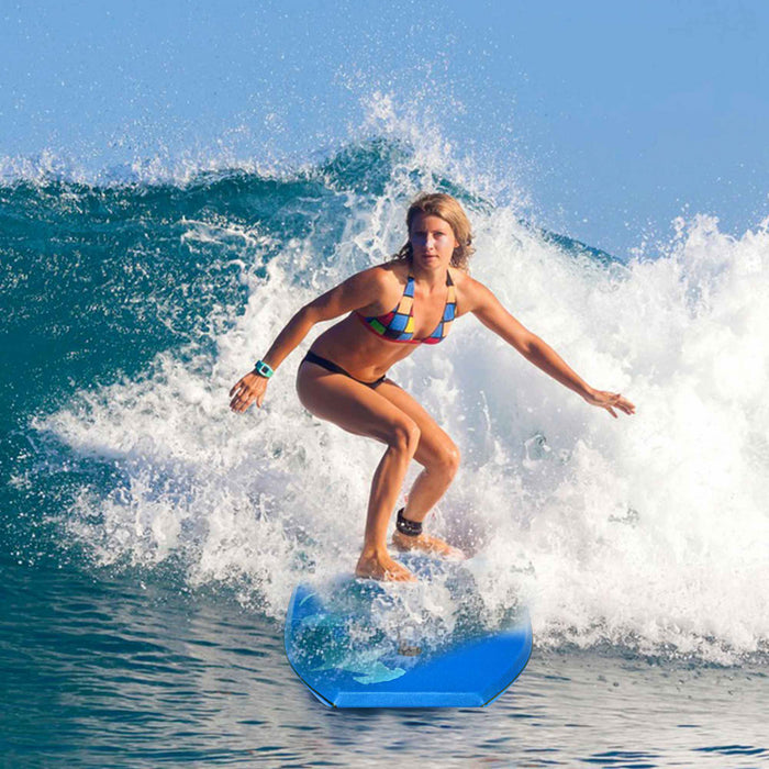 Goplus 37'' Lightweight Super Bodyboard Surfing W/leash Eps Core Boarding Blue Shark