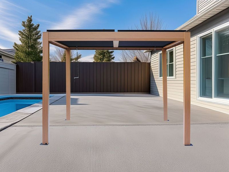 Vikos 10 X10 Aluminum Stand Alone Pergola Wood Finish