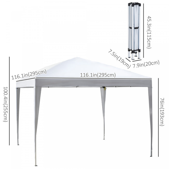 Outsunny 10x10ft Folding Pop Up Tent Outdoor Gazebo Canopy With Carrying Bag, White