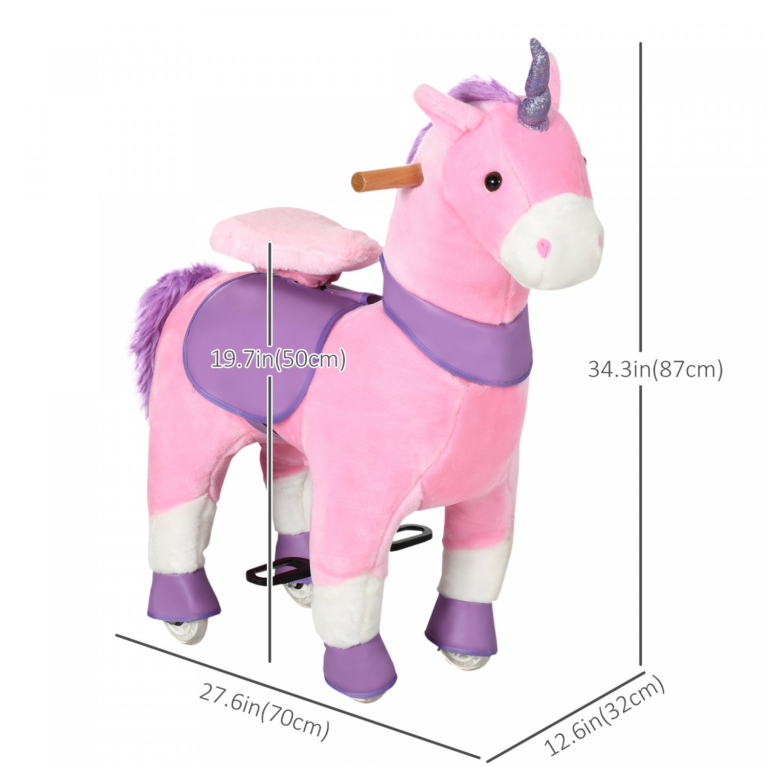 Qaba Ride On Unicorn Walking Horse Mechanical Pony Toy With Wheels The Brick