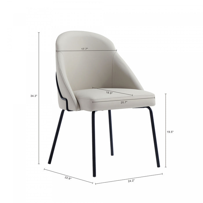 Gracie Modern Vegan Leather Metal Dining Chair in Stone Gray and Black - Set of 4