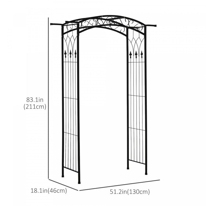 Outsunny Outdoor Garden Arbor With Scrollwork Design, Wedding Arch, Black