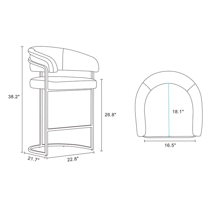 Augusta Modern Metal Upholstered Counter Stool in Light Gray