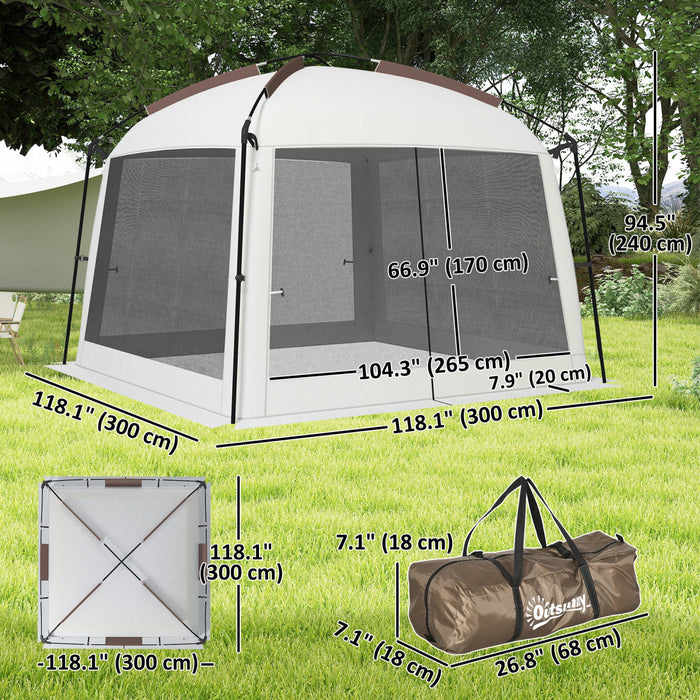 Outsunny Screen Tent, 10' X 10' Screen House With Uv50+ Protection, White
