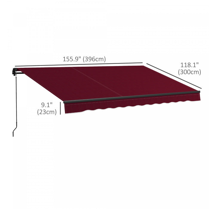 Outsunny 13' X 10' Patio Retractable Awning Sunshade Shelter, Wine Red