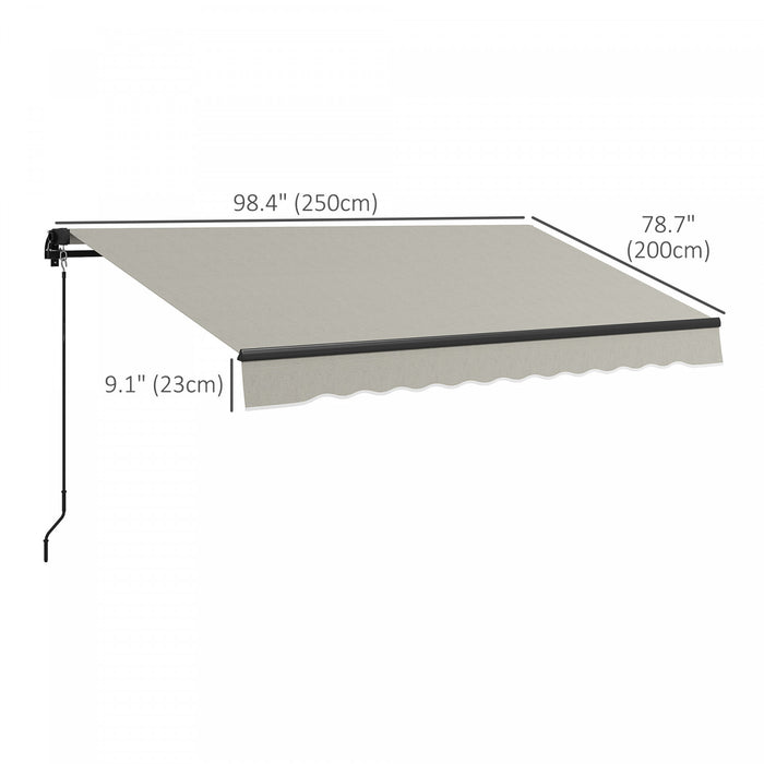 Outsunny 8' X 6.5' Patio Retractable Awning Sunshade Shelter, Light Grey