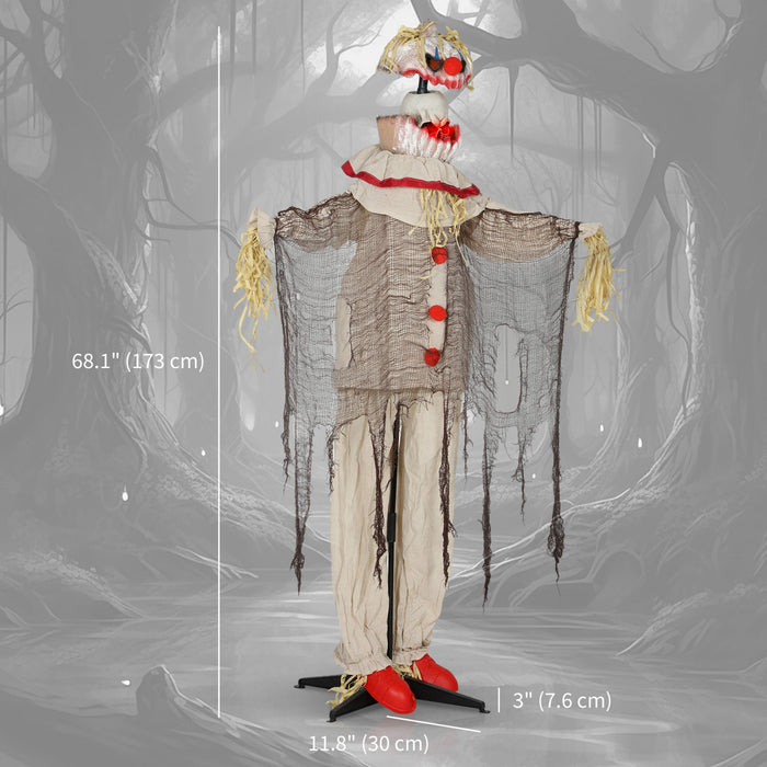 Outsunny 68\" Life Size Halloween Animated Pumpkin Clown, Indoor Party Props