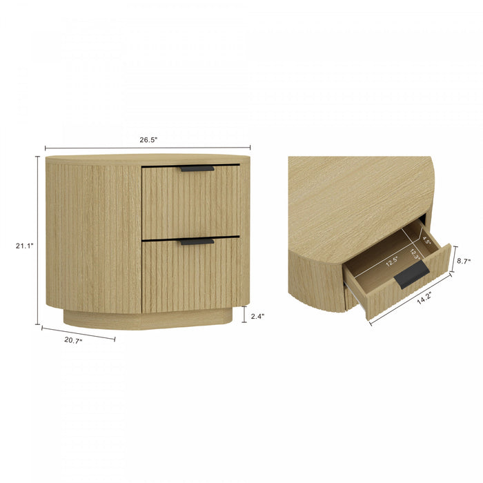 Olivia Manhattan Modern 27\" Nightstand in Natural Oak (2-Drawer) - Set of 2