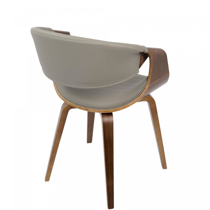 LumiSource Symphony Faux Leather Mid-Century Modern Dining Accent Chair - Walnut/Grey