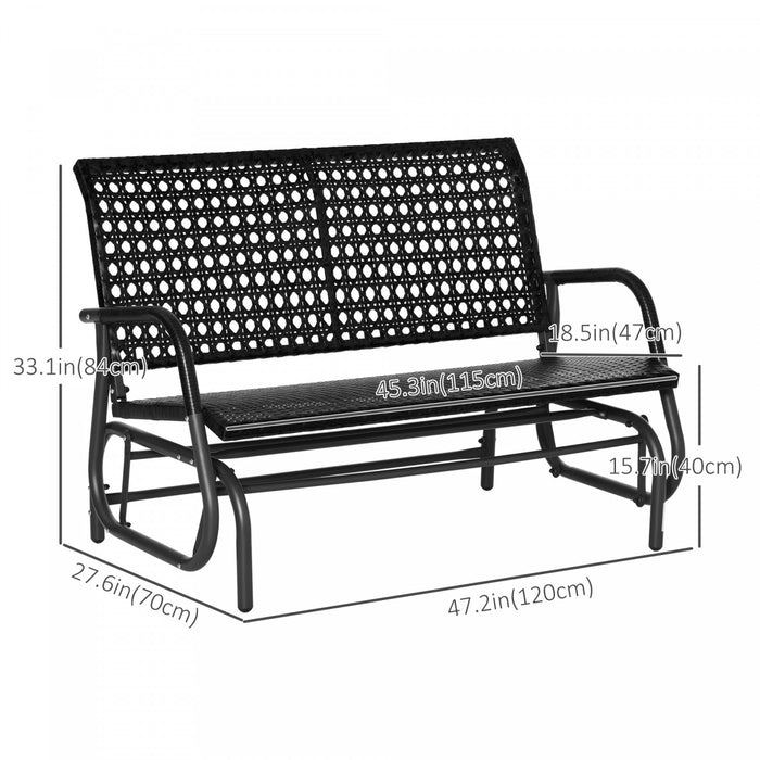 Outsunny 2 Seater Wicker Outdoor Glider Bench, Black