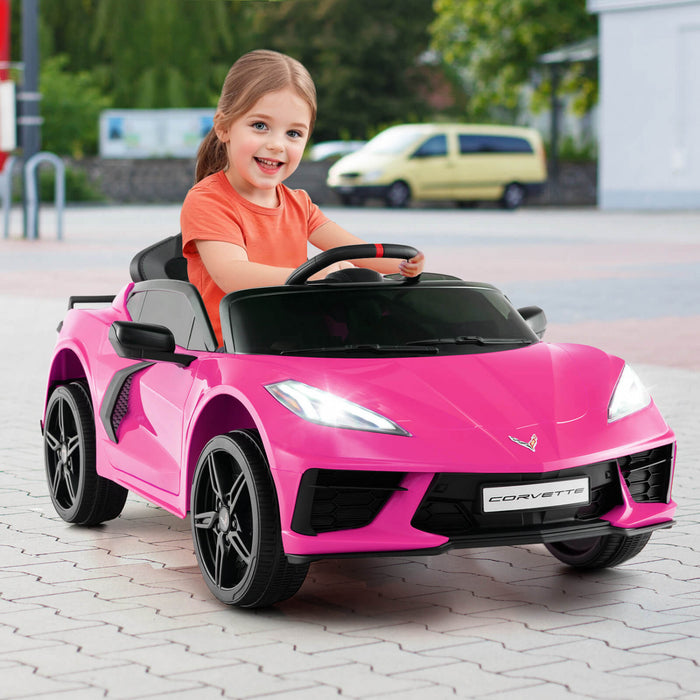 Costway 12v Electric Kids Ride On Car With Remote Control Wireless Connection Lights Pink