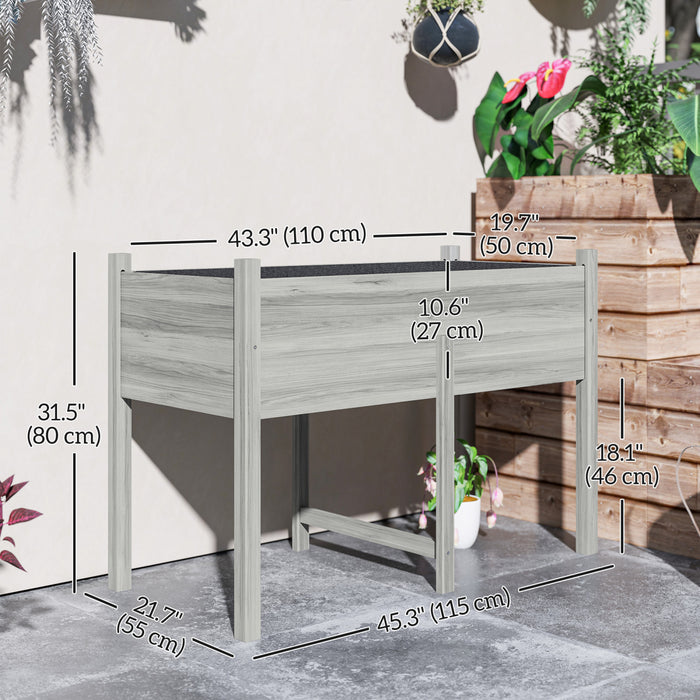Outsunny Wooden Raised Garden Bed Elevated Planter Box For Flower, Grey