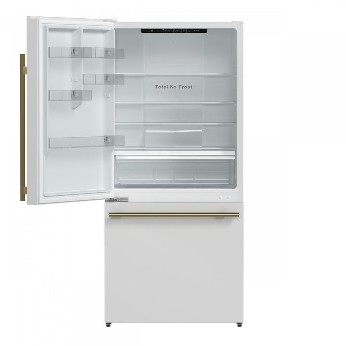 Forno Milano Espresso 31 Inch Bottom Freezer, White, 17.2 cu.ft. - FFFFD1786-31WHT
