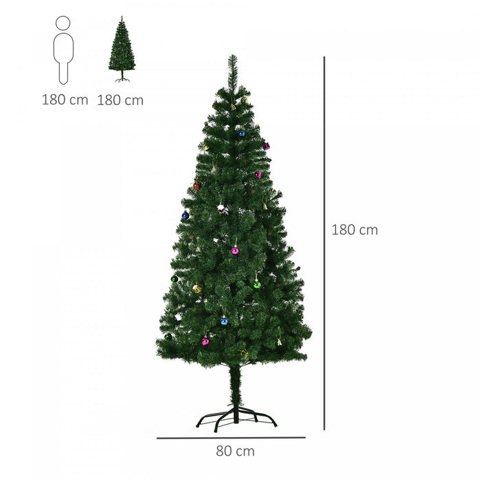 Homcom 6ft Artificial Christmas Tree With Decoration Ornament And 624 Branch Tips