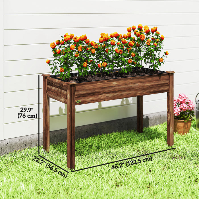 Outsunny 48\"x22\"x30\" Elevated Planter Box, Wooden Patio Raised Garden Bed