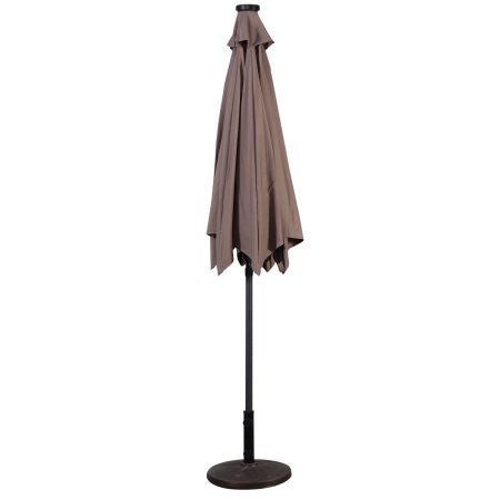 Costway 9ft Patio Solar Umbrella LED Patio Market Steel Tilt w/ Crank Outdoor Tan