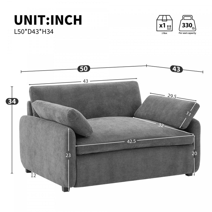Olivia Oversized Accent Chair with Pillows,Grey