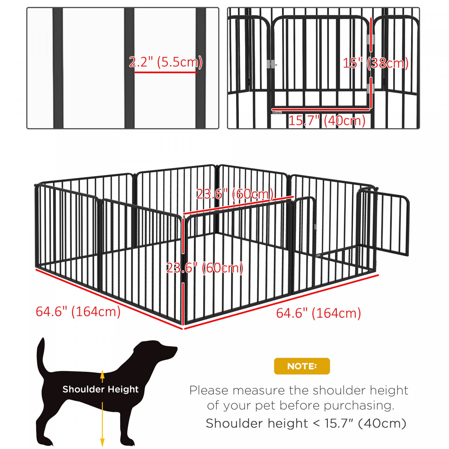 Pawhut Heavy Duty Dog Playpen Steel Dog Pen With Door Pet Exercis. The Brick