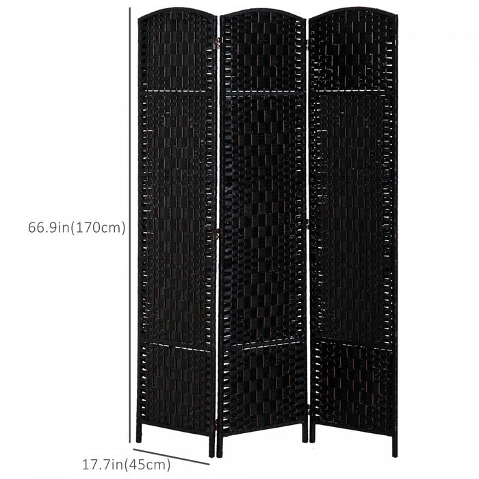 Homcom Double Hinged Woven Wicker Room Divider And Privacy Screens