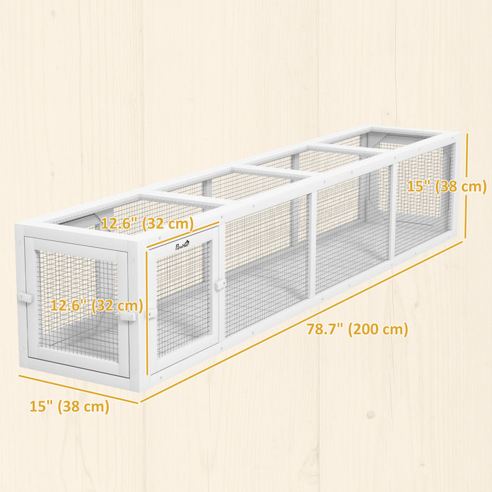PawHut Catio Outdoor 79\"L Cat Tunnel, Cat Enclosure DIY L- Shape with Extendable Design, Kitty shelter with Weather Protection, Removable Door, White