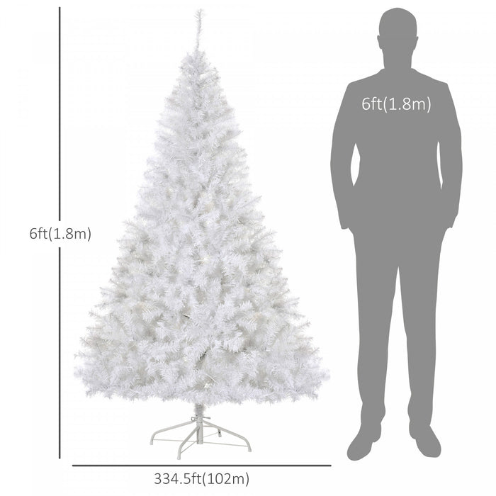 Homcom 6ft Prelit Artificial Christmas Tree With 250 Warm White Led Lights And 1000 Tips