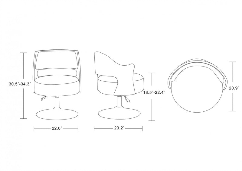 Salon Modern Vegan Leather Swivel Lounge Chair in White - Set of 2 Accent Chair