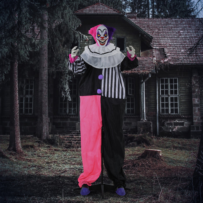Outsunny 5.7FT Life Size Halloween Decoration, Animated Clown with Motion