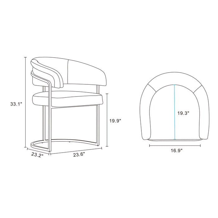 Augusta Modern Metal Vegan Leather Dining Chair in White