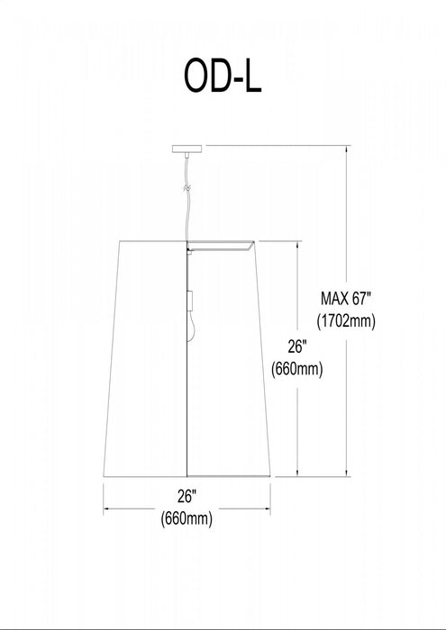 Dainolite Oversized Drum 1 Light Pendant Large Black/Silver Shade Lamp