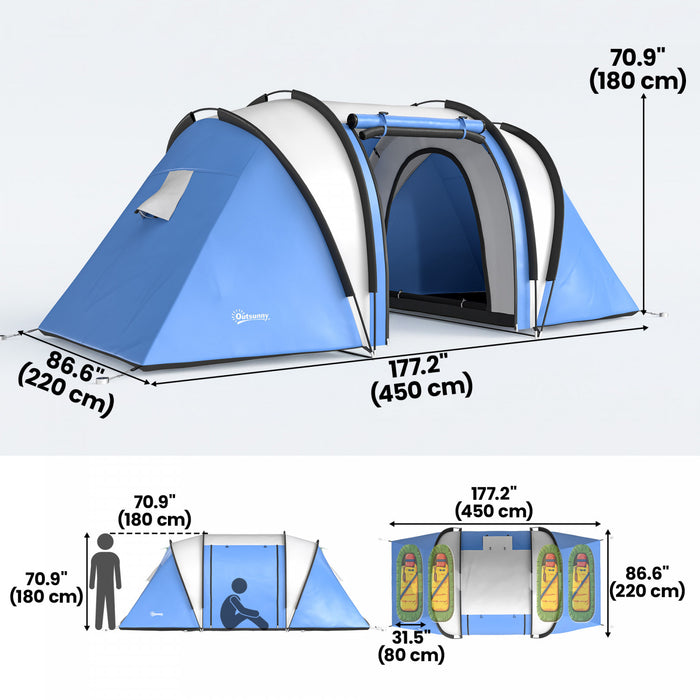 Outsunny Camping Tent with 2 Bedrooms and Living Area, 3000mm Waterproof