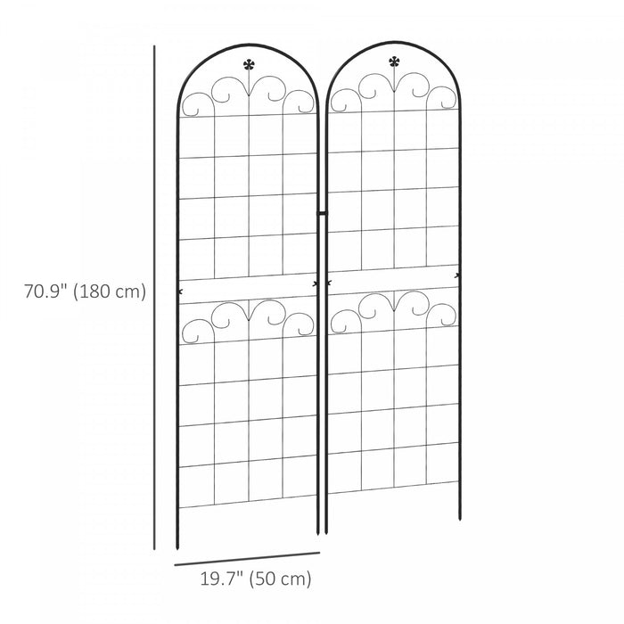 Outsunny 2 Pcs Garden Trellis For Climbing Plants, Outdoor Metal Trellis