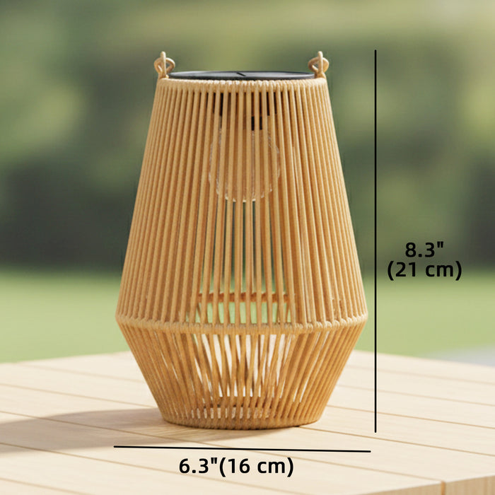 Outsunny Solar Lanterns Outdoor, 2 Pack Wicker Waterproof Outdoor Hanging Lights, Auto On/Off Decorative Solar Table Lamp Lanterns for Patio, Pathway, Lawn, Porch, Tree, Brown