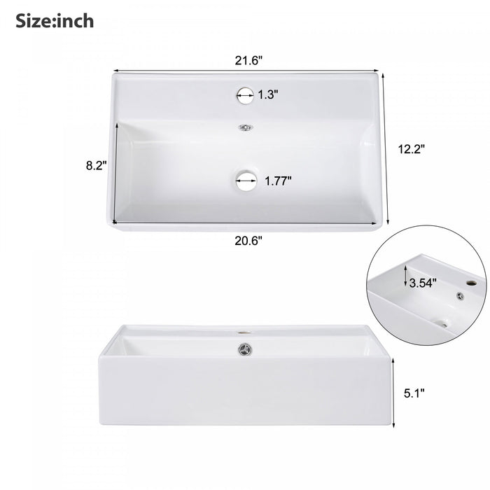 Rachel 21.6\" Floating Bathroom Vanity With Ceramic Basin, Soft-close Door, And Rightt Side Storage