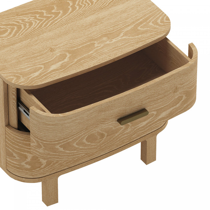 Solara Contemporary 30\" Solid Wood Nightstand in Natural Oak (2-Drawer)