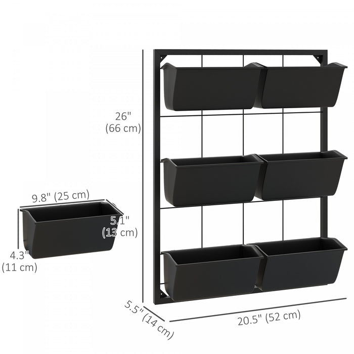 Outsunny 3-Tier Wall Planter with 6 Pots, Hanging Plant Holder