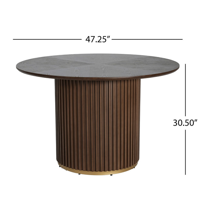 Cove 47.25\" Round Pedestal Dining Table for 4-5 People, Brown
