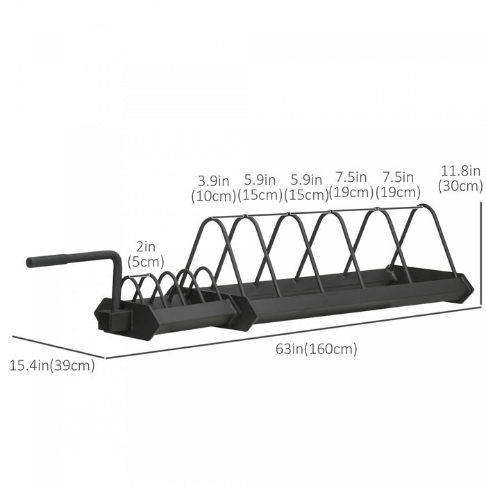 Soozier Horizontal Weight Rack, Weight Plate Rack Holder, Bumper Plate Storage With Transport Wheels And Handle For Home Gym