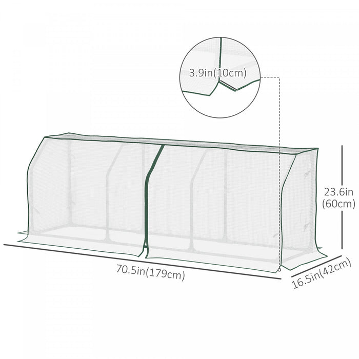 Outsunny 71\" X 17\" X 24\" Mini Greenhouse Portable Hot House For Plants With Zipper Design For Outdoor, Indoor, Garden, White