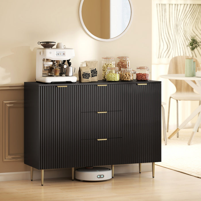 HOMCOM Sideboard Buffet Cabine w/ 3 Drawers and Adjustable Shelves, Black