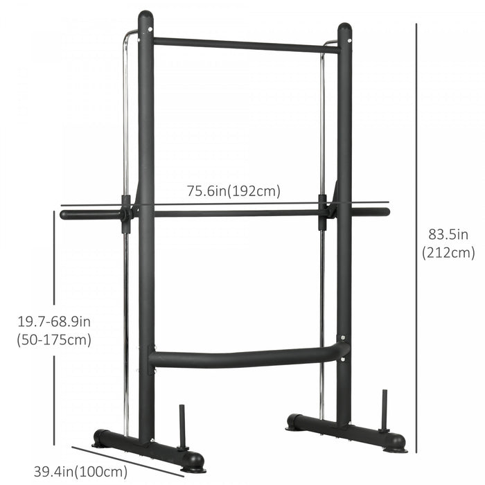 Soozier Adjustable Squat Rack With Pull Up Bar And Barbell Bar Bench Press