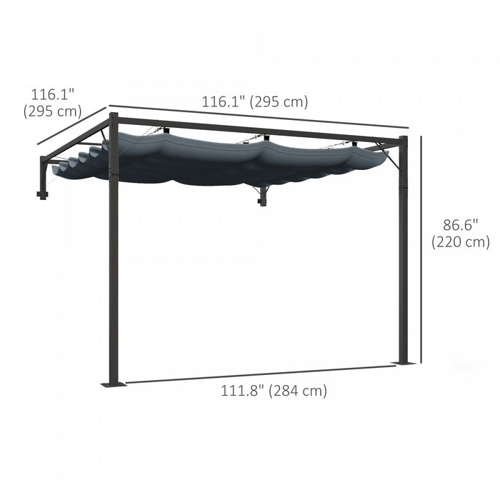 Outsunny 10' X 10' Wall Mounted Metal Pergola With Retractable Roof