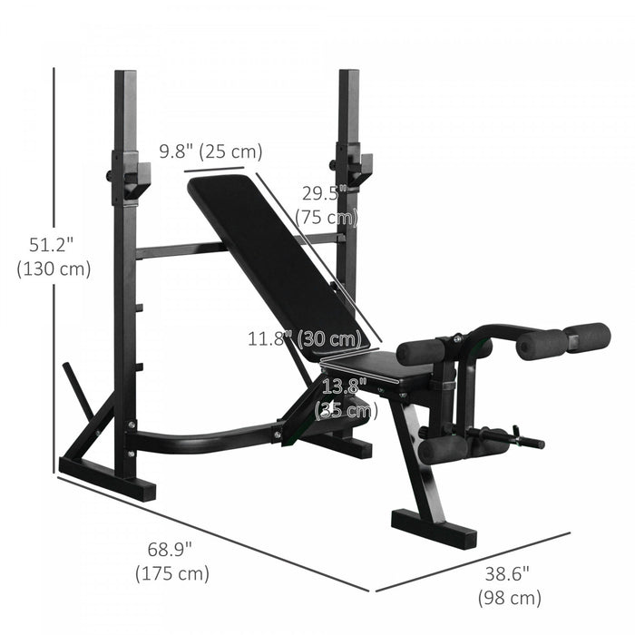 Soozier Weight Bench with Squat Racks, Leg Developer, Weight Plate Stand